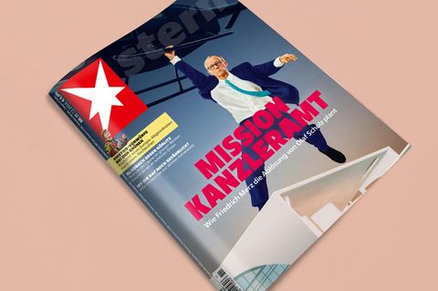 Das Cover des aktuellen stern zeigt eine Grafik mit Friedrich Merz an einem Helikopter. "Mission Kanzleramt" steht dabei