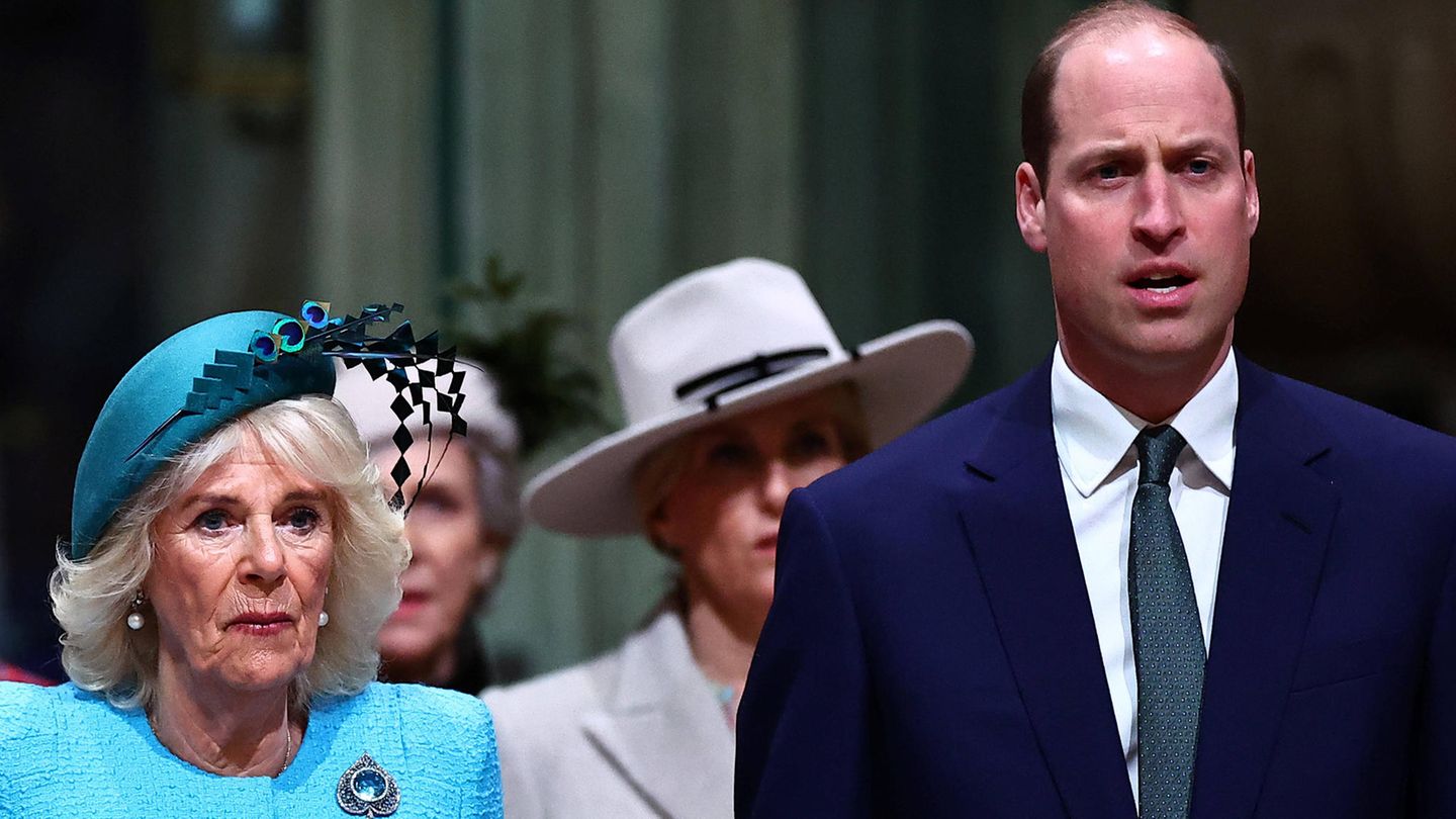 Prinz William und Königin Camilla unter Protesten beim Commonwealth Day ...