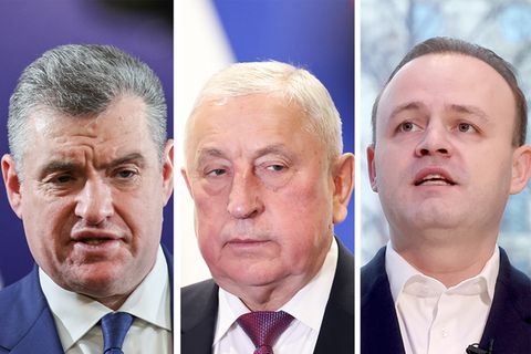 Russische Präsidentschaftskandidaten Leonid Sluzki, Nikolai Charitonow und Wladislaw Dawankow