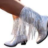 Silberne Cowboy-Boots