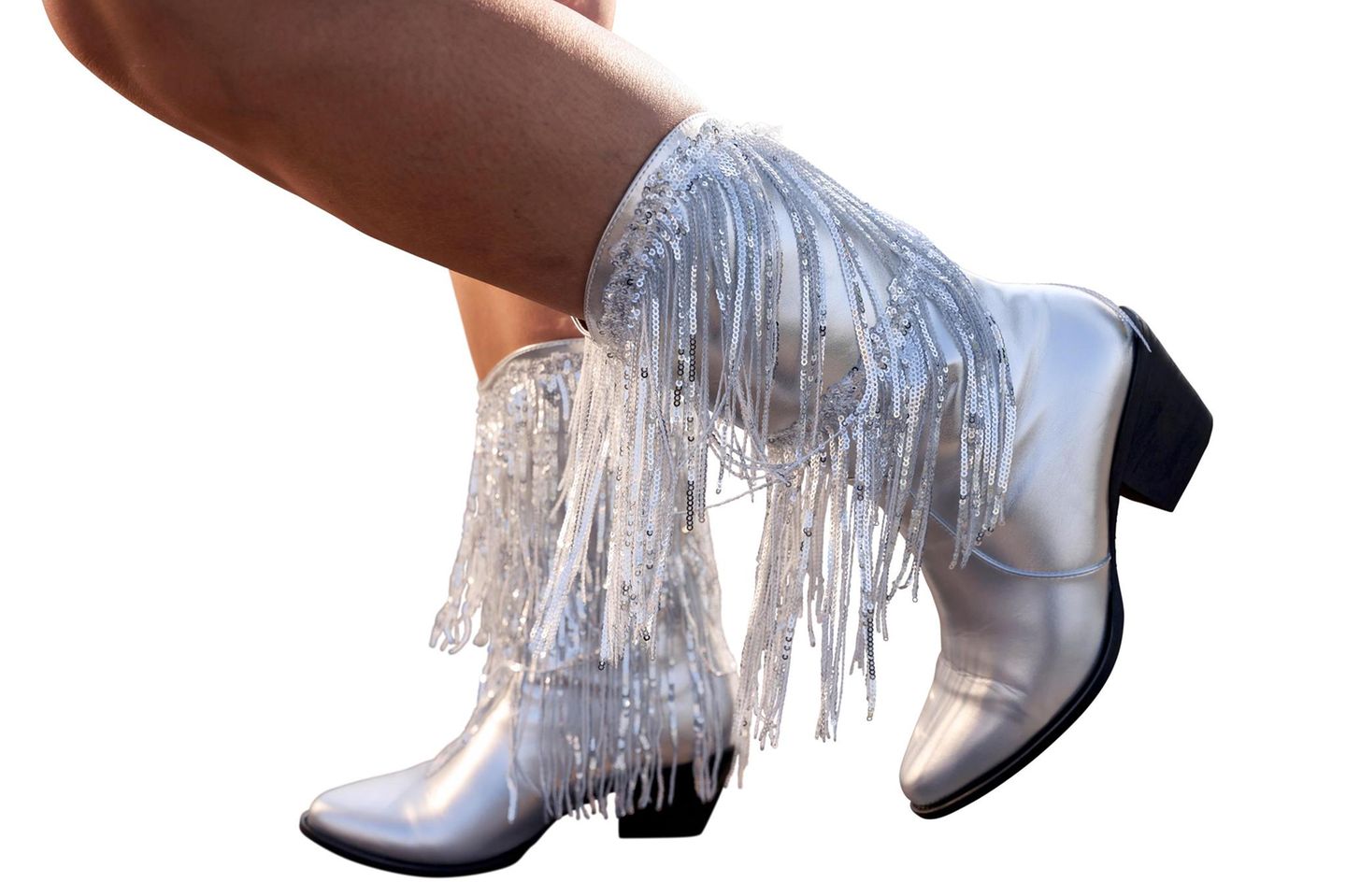 Silberne Cowboy-Boots
