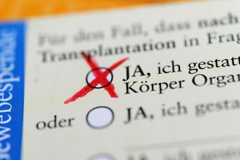 Ein ausgefüllter Organspendeausweis