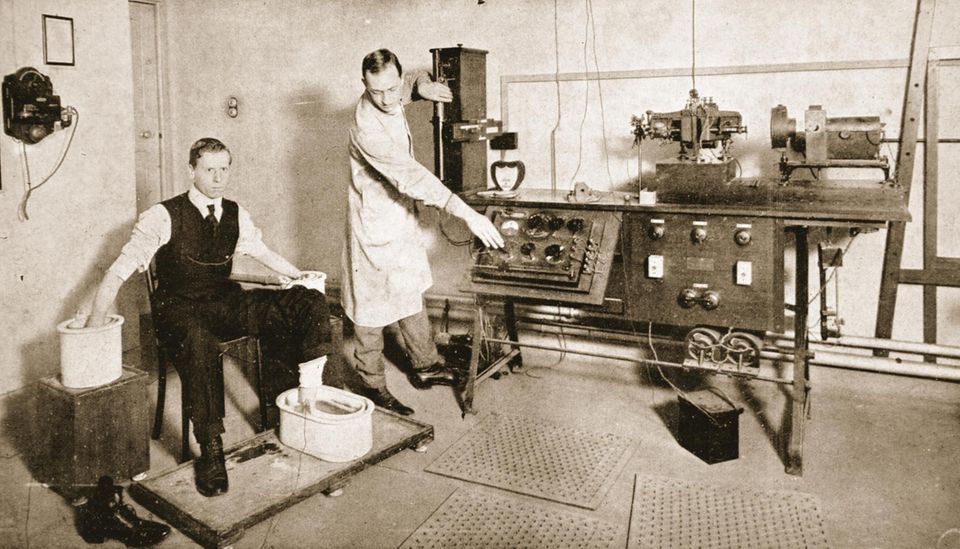 Black and white photo of an examination Black and white photo of an examination