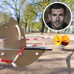 Ein abgesperrter Spielplatz während des Corona Lockdowns im Mai 2020