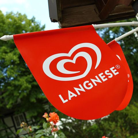 Langnese flag-the ice cream brand is one of around 400 brands of the Unilever Group-still