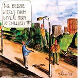 Karikatur eines gelynchten Menschen, der aufgefordert wird, keine Hassreden mehr zu verbreiten
