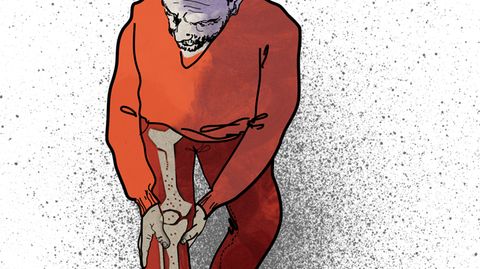 Illustration eines Mannes mit Knieschmerzen