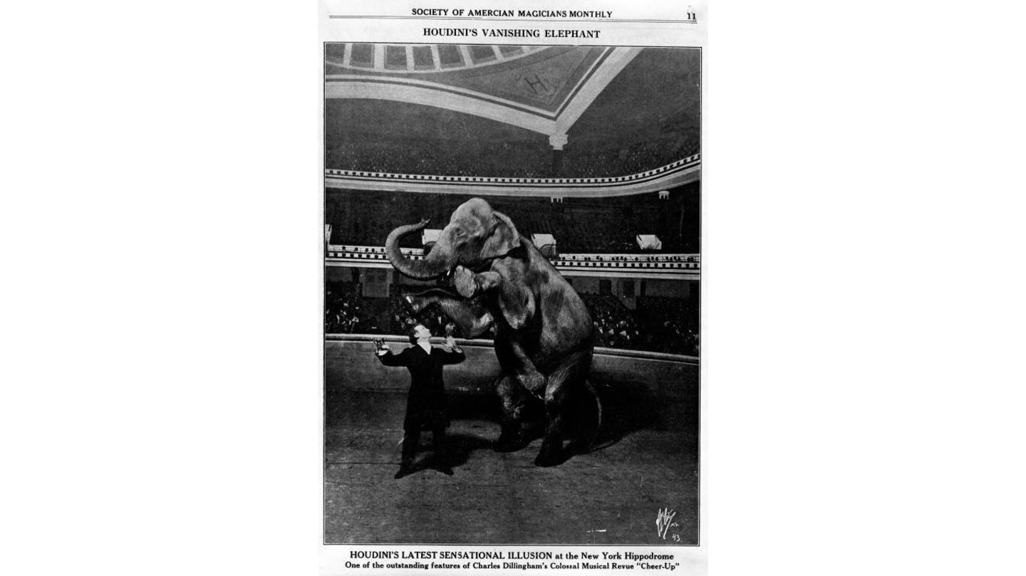 Wer braucht schon Tauben? 1918 ließ er im New Yorker "Hippodrome" die Elefantendame "Jennie" verschwinden.