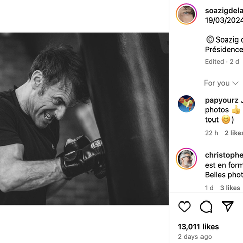 Macron beim Boxen, Screenshot von Instagram