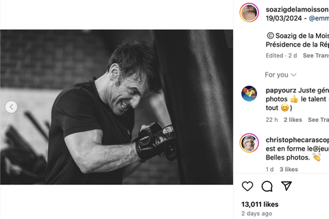 Macron beim Boxen, Screenshot von Instagram