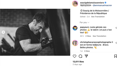 Macron beim Boxen, Screenshot von Instagram