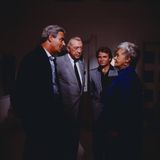 Karl-Heinz Vosgerau, Horst Tappert, Fritz Wepper und Susi Nicoletti im Gespräch.