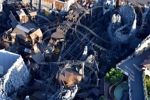 Eine Luftaufnahme des Freizeitparks Phantasialand