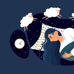 Frau zählt Schäfchen