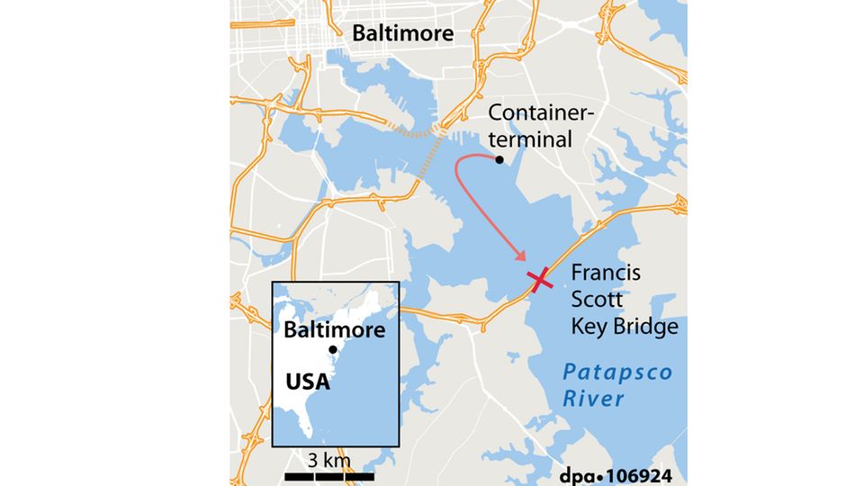 Baltimore: Autobahnbrücke stürzt nach Schiffskollision ein – keine Hinweise auf einen terroristischen Anschlag Baltimore: Autobahnbrücke stürzt nach Schiffskollision ein – keine Hinweise auf einen terroristischen Anschlag