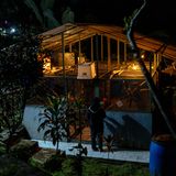 Eine Tierärztin steht im Dunkeln vor dem Affenkäfig des Rehabilitationszentrums