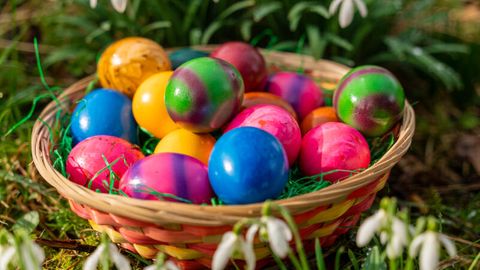 Bunte Ostereier in einer Schale