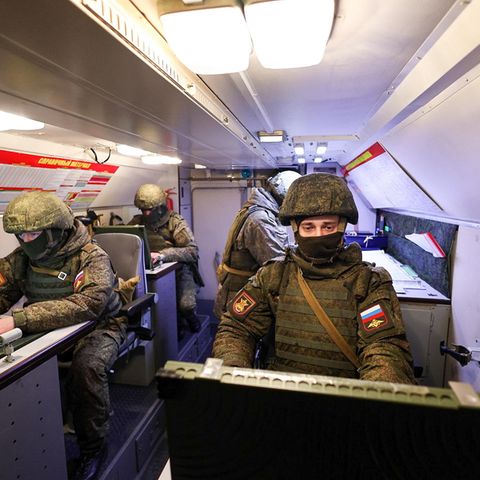 Das Foto zeigt eine russische Raketeneinheit in Kaliningrad