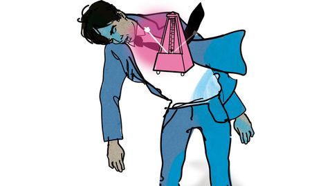 Illustration der wöchentlichen "Die Diagnose"-Kolumne: Ein Mann im Anzug wird ohnmächtig