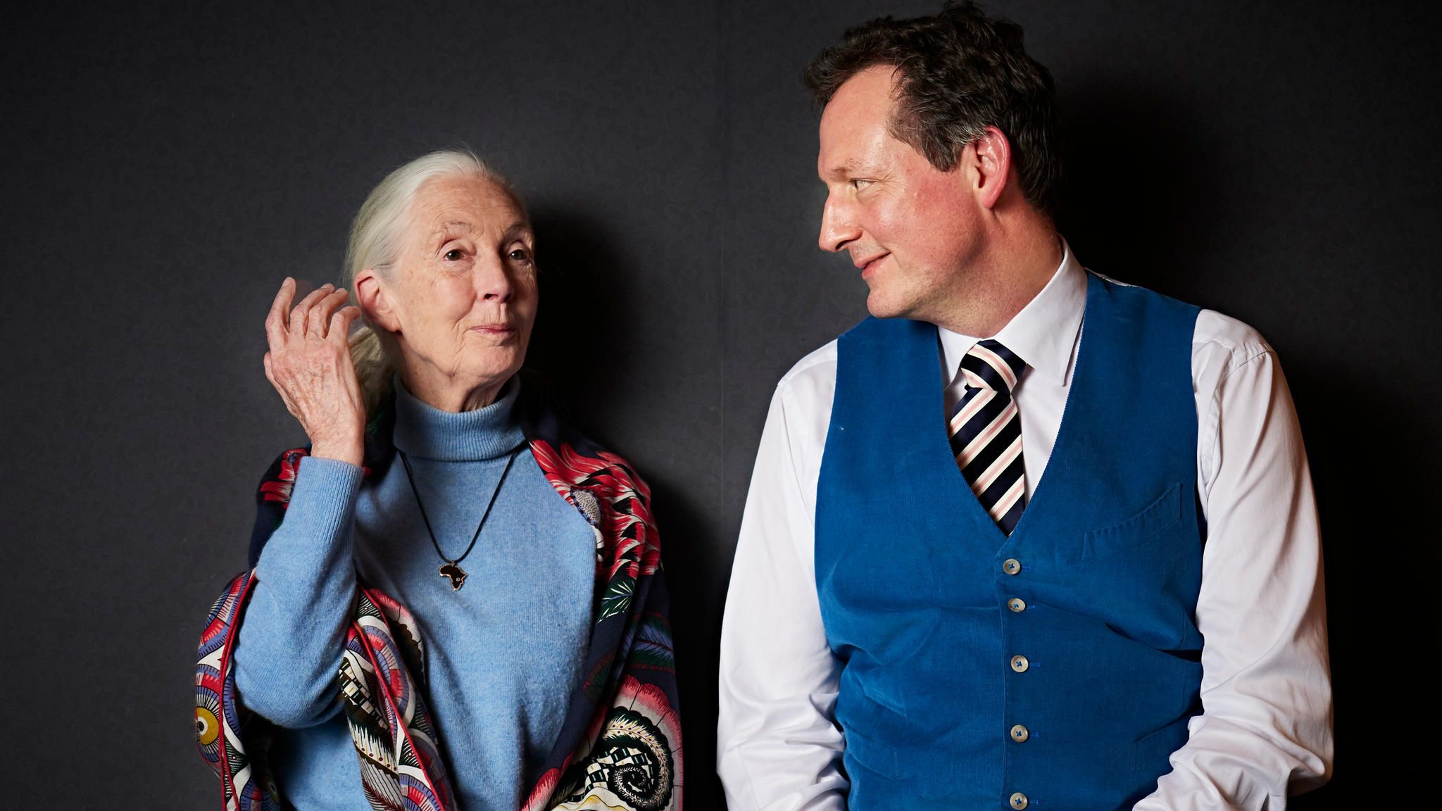 Jane Goodall und Eckart von Hirschhausen nebeneinander
