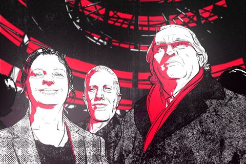Illustration zeigt Prinz Reuß (r.) und Rüdiger von Pescatore (m.) und frühere AfD-Abgeordnete Birgit Malsack-Winkemann