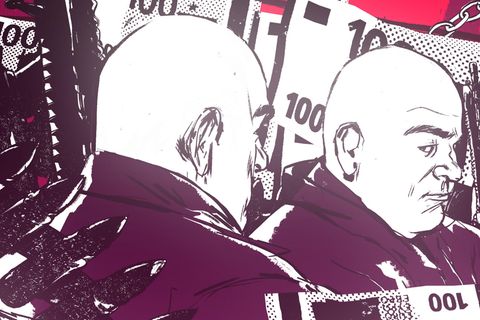 Illustration zeigt das Zwillingspaar Sandro und Claudio R. Geld und Munition