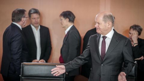 Bundeskanzler Olaf Scholz bei einer Kabinettsitzung Ende März in Berlin