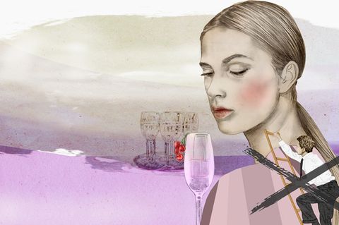 Illustration zeigt eine Frau die arrogant über die Schulter schaut wärend ihr Freund versucht mit einer Leiter zu ihr aufzusteig