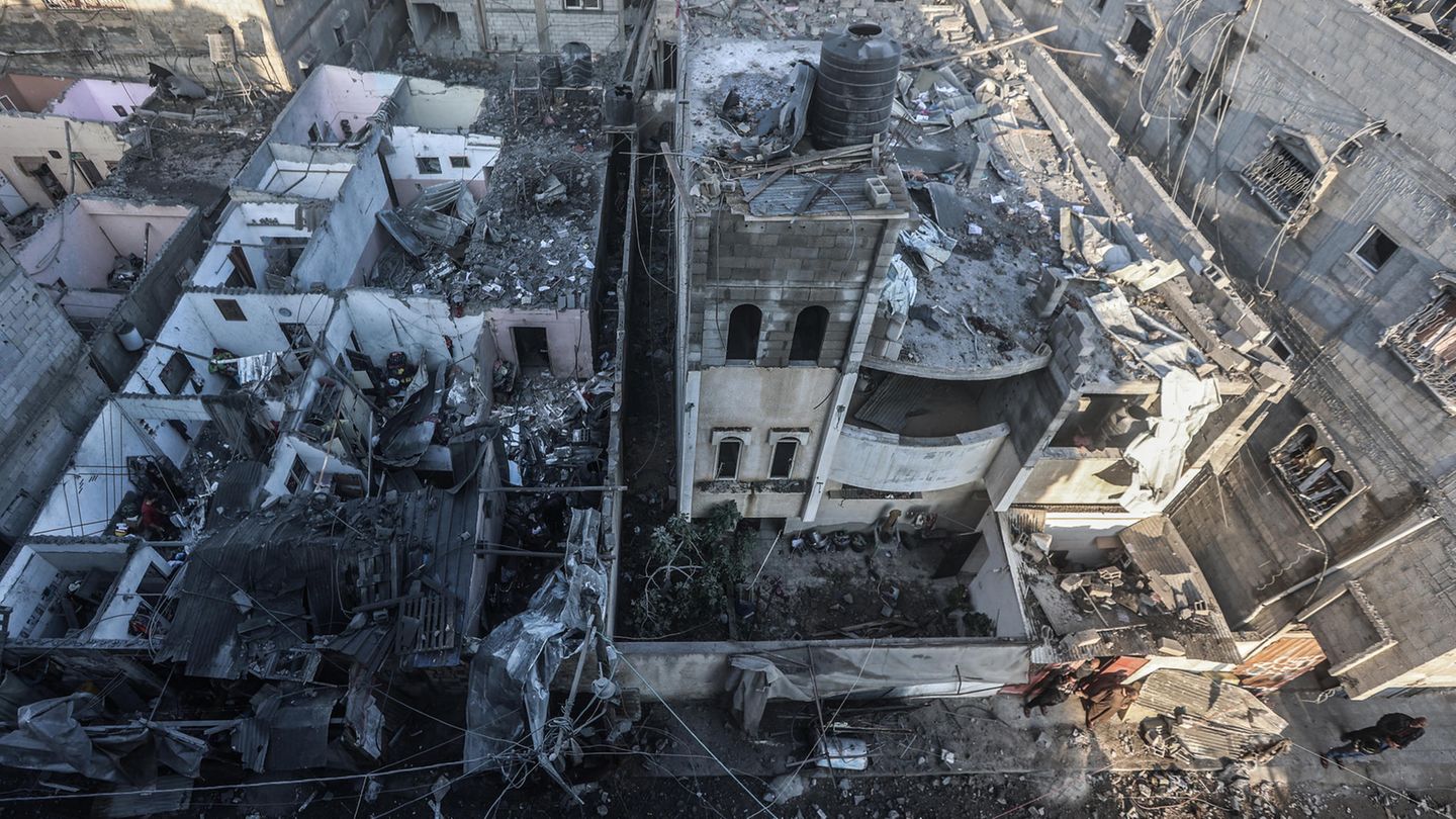 Compleet woningcomplex in Chan Junis im Gazastreifen sinds zerstört