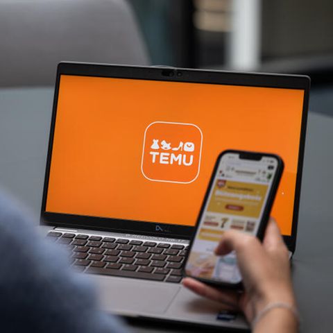 Logo von Temu auf einem bildschirm