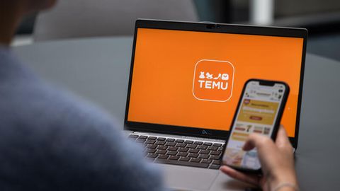 Logo von Temu auf einem bildschirm