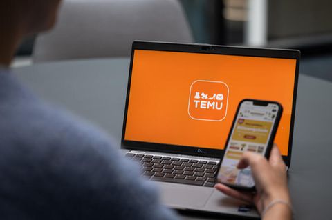 Logo von Temu auf einem bildschirm