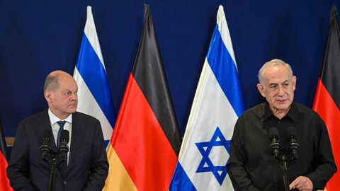 Bundeskanzler Olaf Scholz im Oktober 2023 mit Premier Benjamin Netanjahu