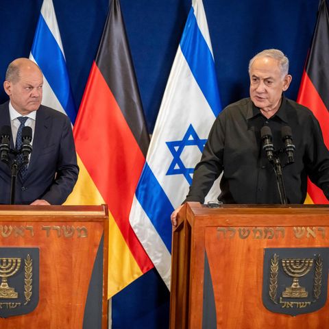 Bundeskanzler Olaf Scholz neben Israels Ministerpräsident Benjamin Netanjahu
