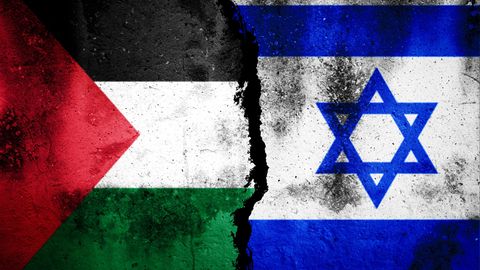 die palästinensische und die israelische Flagge