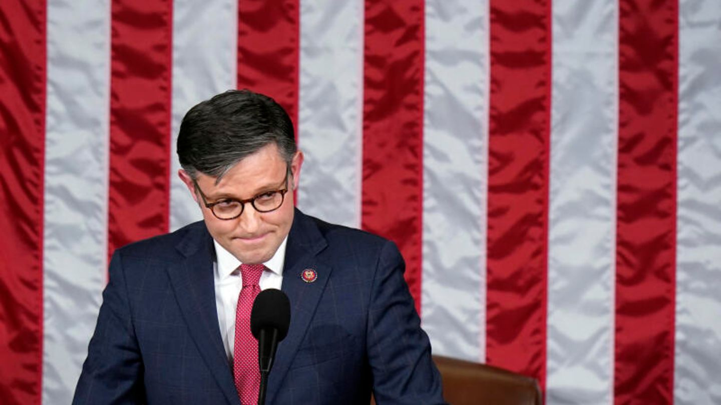 US-Wahlkampf: Seit Oktober 2023 steht Mike Johnson an der Spitze des Repräsentantenhauses Seit Oktober 2023 steht Mike Johnson an der Spitze des Repräsentantenhauses