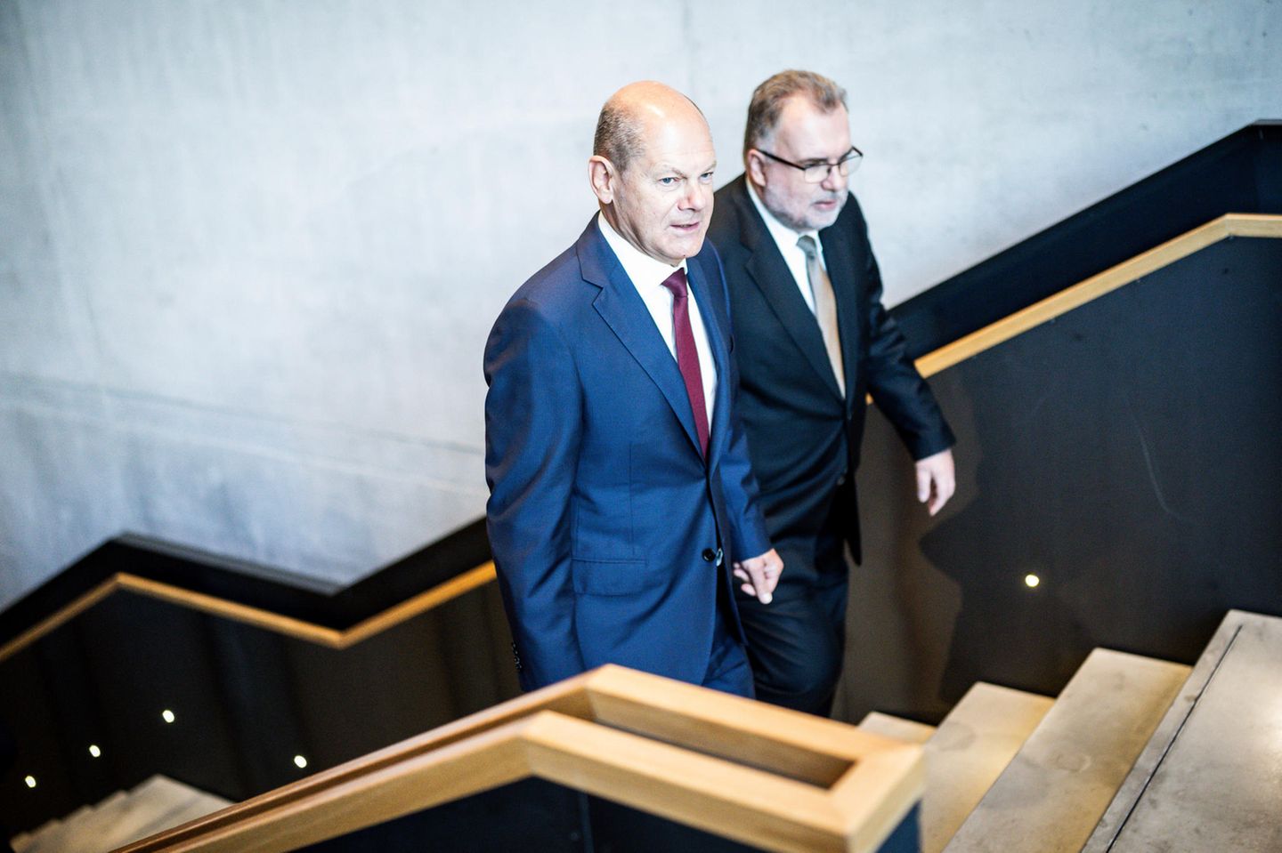 Bundeskanzler Olaf Scholz (SPD) ontmoette Siegfried Russwurm, BDI-voorzitter