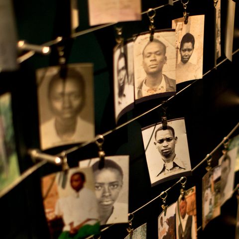 Pictures of murdered Tutsis at a memorial event
