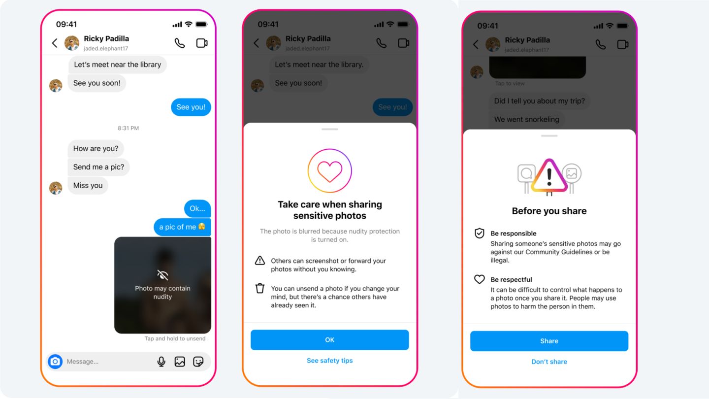 Die neuen Warnfenster sollen bei Instagram vor Nacktbildern warnen