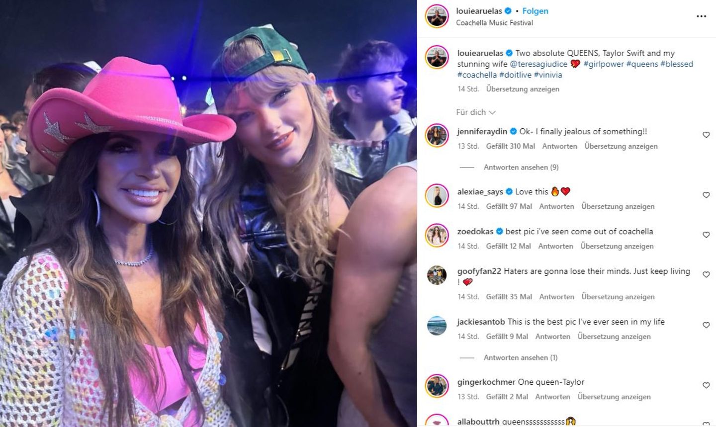 ... hatte Taylor Swift auch nichts dagegen, bei diesem privaten Ausflug für Fotos zu posieren. Die Reality-TV-Darstellerin Teresa Giudice von der Show "Real Housewifes of New Jersey" schnappte sich den Superstar für einen Schnappschuss in der Menge.