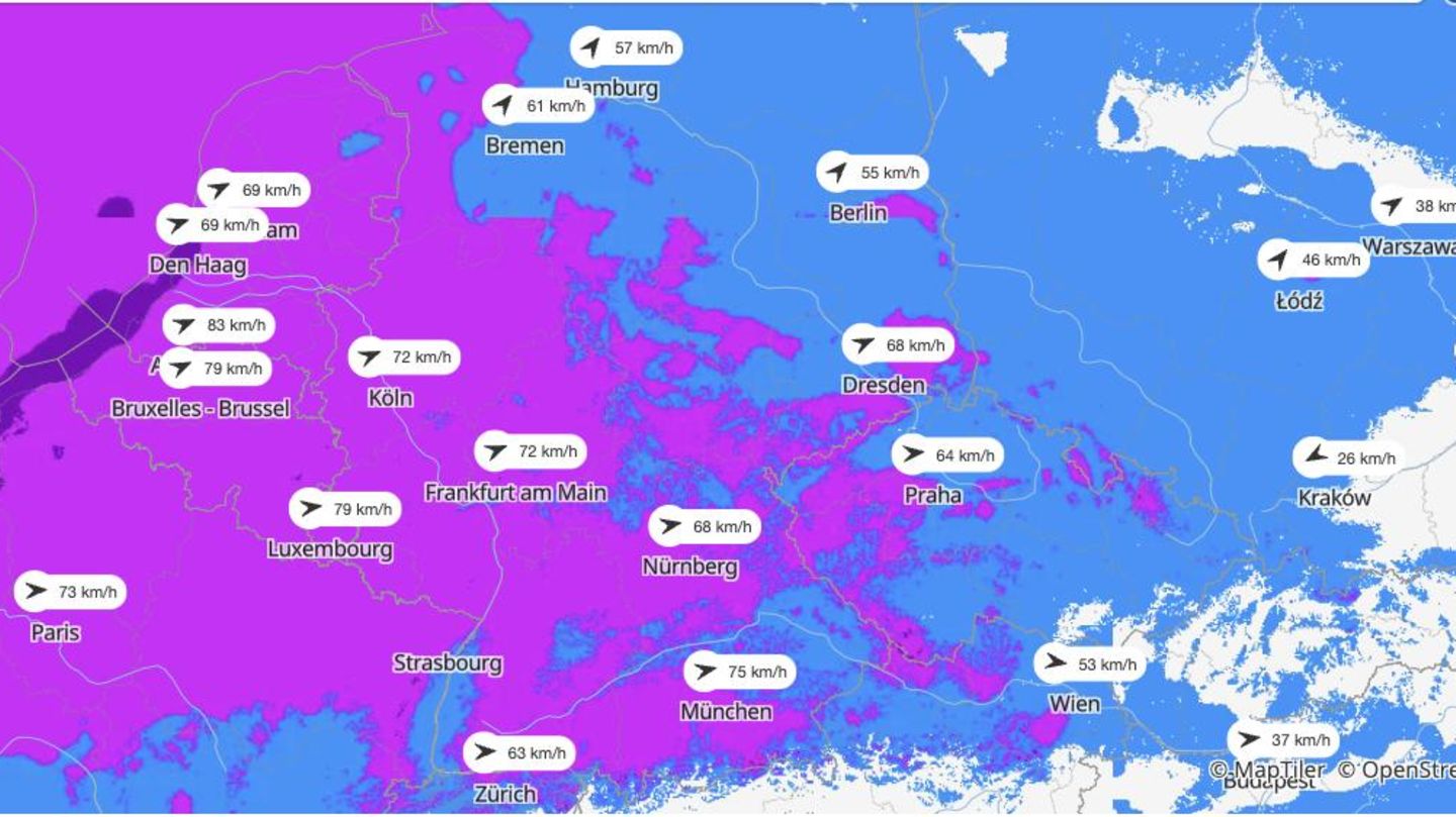 DWD-Wetterwarnung: Karten zeigen, wo die Stürme heute am stärksten sind