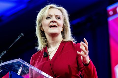 Liz Truss bei der konservativen CPAC-Konferenz in Washington, DC, im Februar 2024