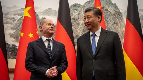 Olaf Scholz und Xi Xingping in Peking.