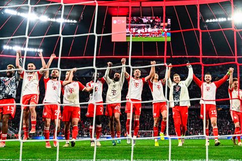 Großer Jubel nach dem Halbfinal-Einzug in der Champions League des FC Bayern München