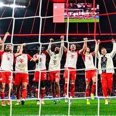 Großer Jubel nach dem Halbfinal-Einzug in der Champions League des FC Bayern München