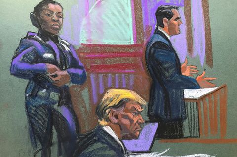Donald Trump Prozess Skizze