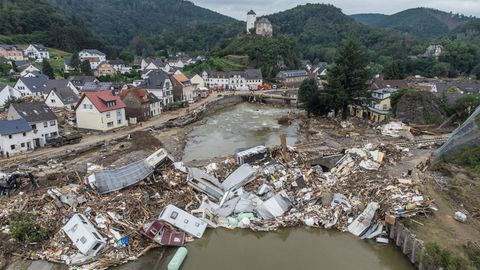 Eine Region in Trümmern, wenige Tage nach der Katastrophe im Juli 2021: In der Ahrflut starben 135 Menschen, auch hier in Altenahr-Kreuzberg