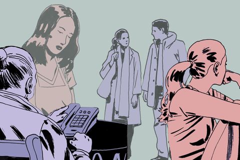 Einsamkeit: Eine Illustration zeigt fünf Menschen, die traurig aussehen