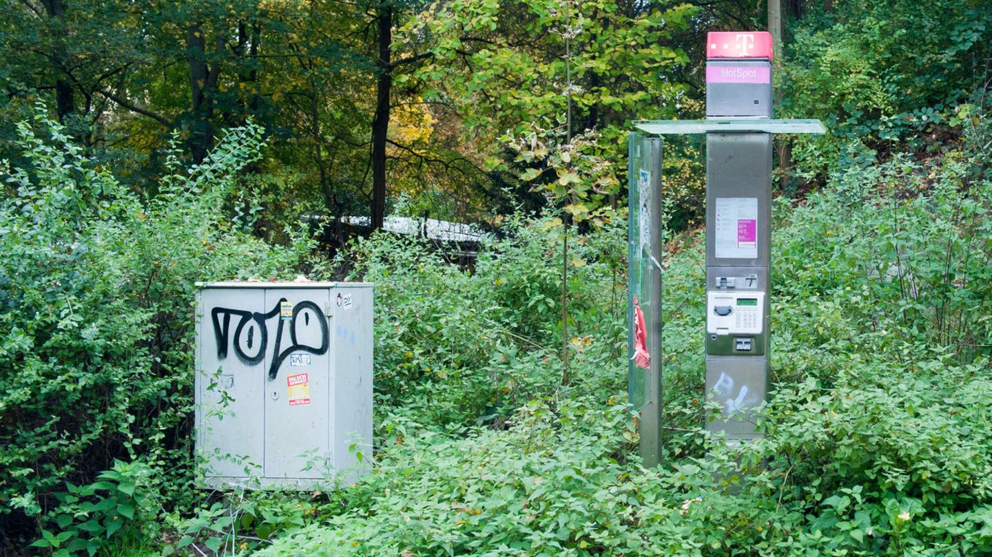 Bald ganz verschwunden: Telefonzellen und -säulen wie hier in Hamburg