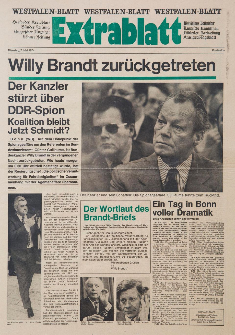 Guillaume-Affäre: Zeitung aus dem Jahr 1974